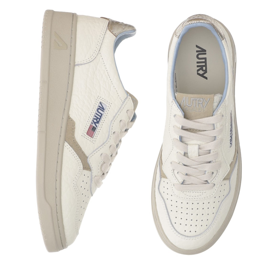 Autry Medalist Low Leather Sneakers With Suede Overlays
