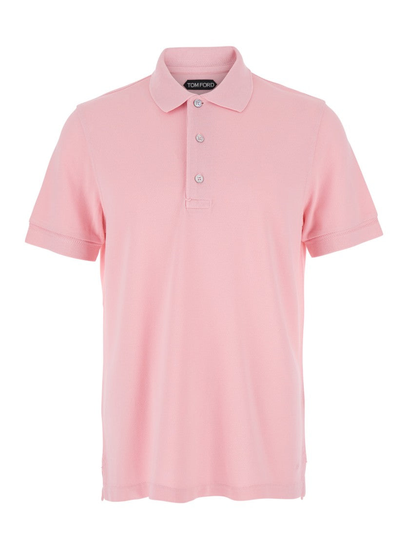 Tom Ford Pink Cotton Piquet Jersey Short-Sleeves Polo