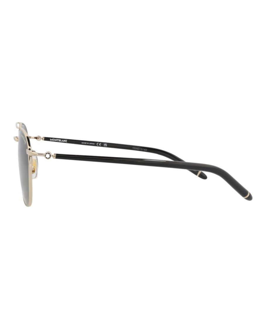 Montblanc Aviator-Frame Metal Sunglasses With Adjustable Nose Pads
