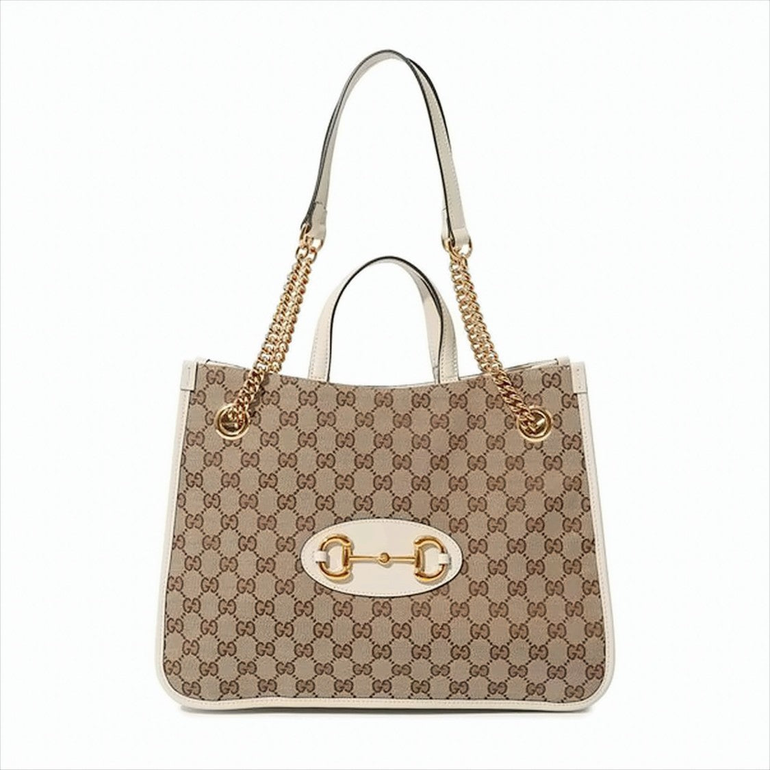 Gucci Monogram Canvas And Leather Medium Tote Bag With Horsebit Detail