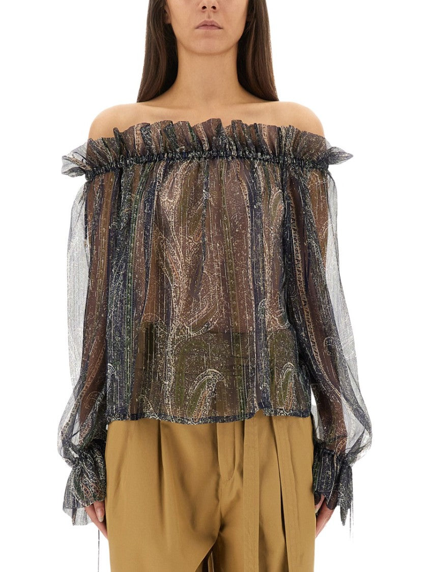 Saint Laurent Lurex Silk Creponne Top