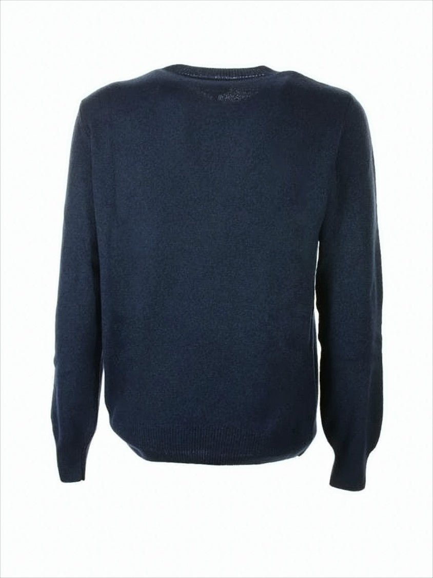 A.P.C. Deep Blue Crew Neck Sweater In Wool-Cotton Blend
