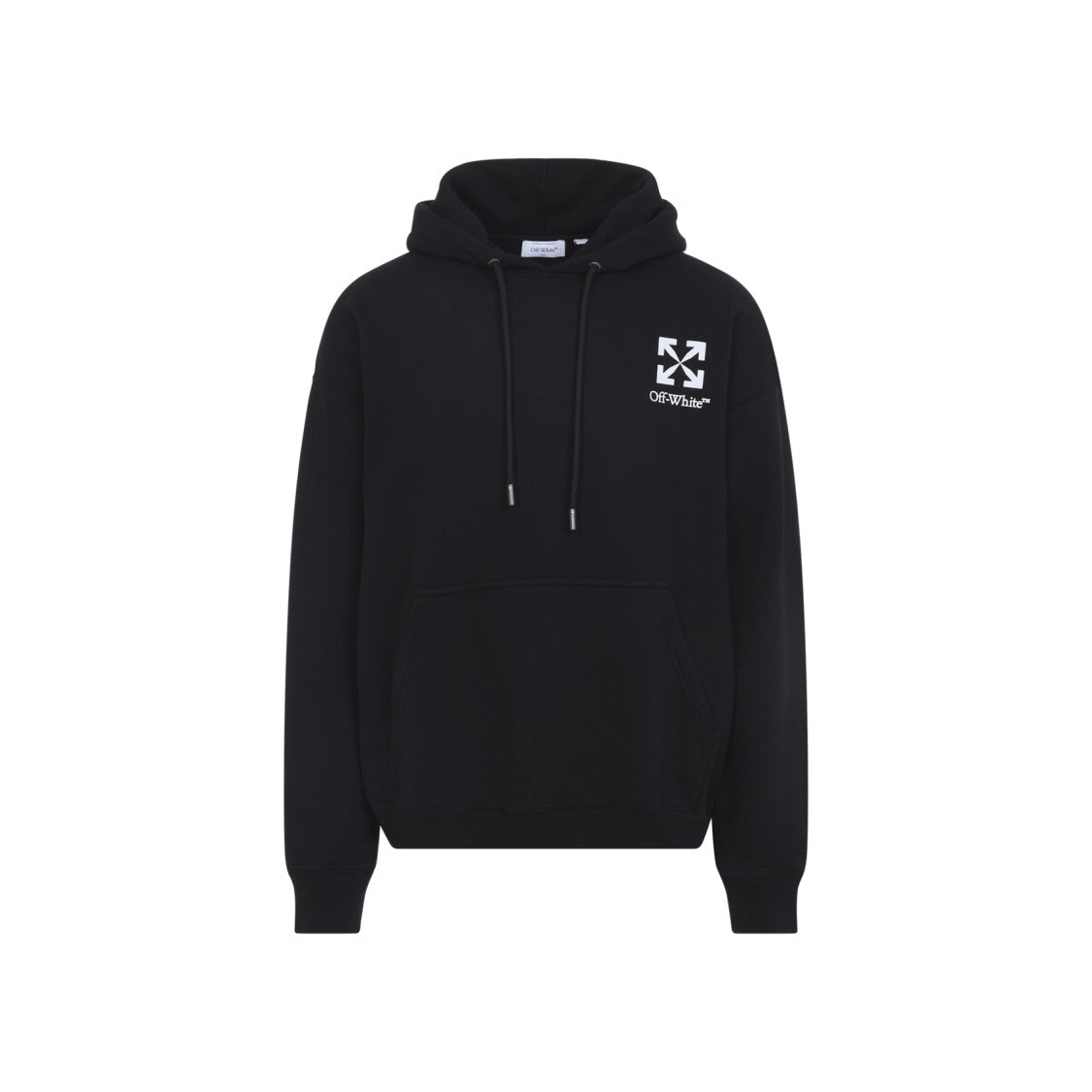 Off-White Relaxed Fit Black Cotton-Elastane Hoodie With Graphic Logo