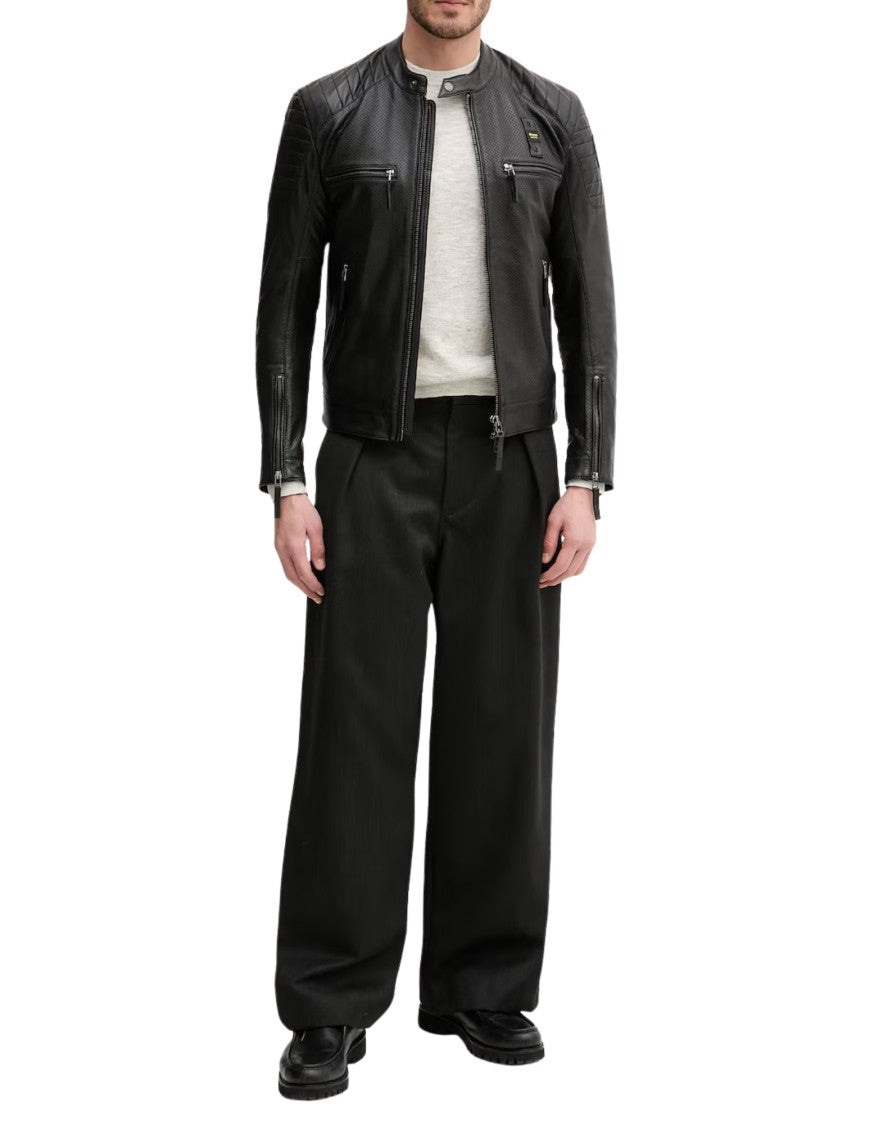 Blauer Black Crossland Leather Jacket