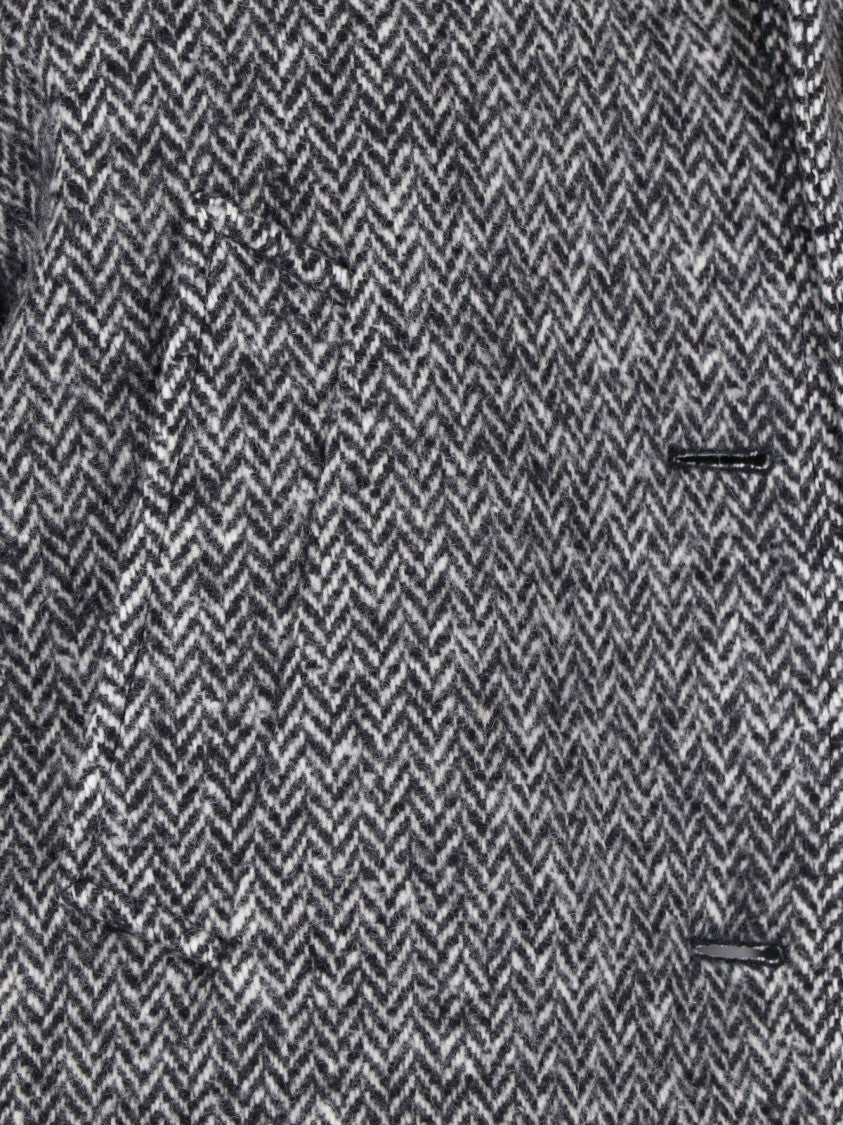 Valentino Pointed Collar Gold Button Grey Virgin Wool Jacket