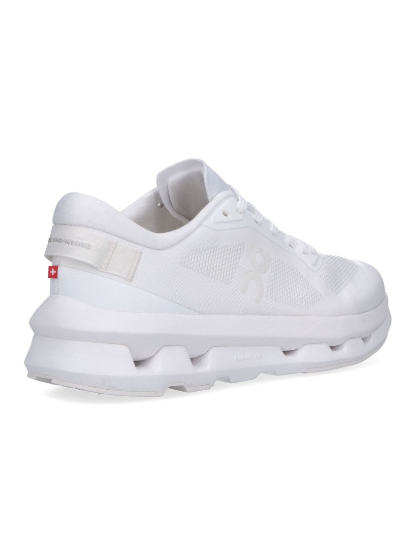On White Cloudzone Segmented Sole Fabric Sneakers