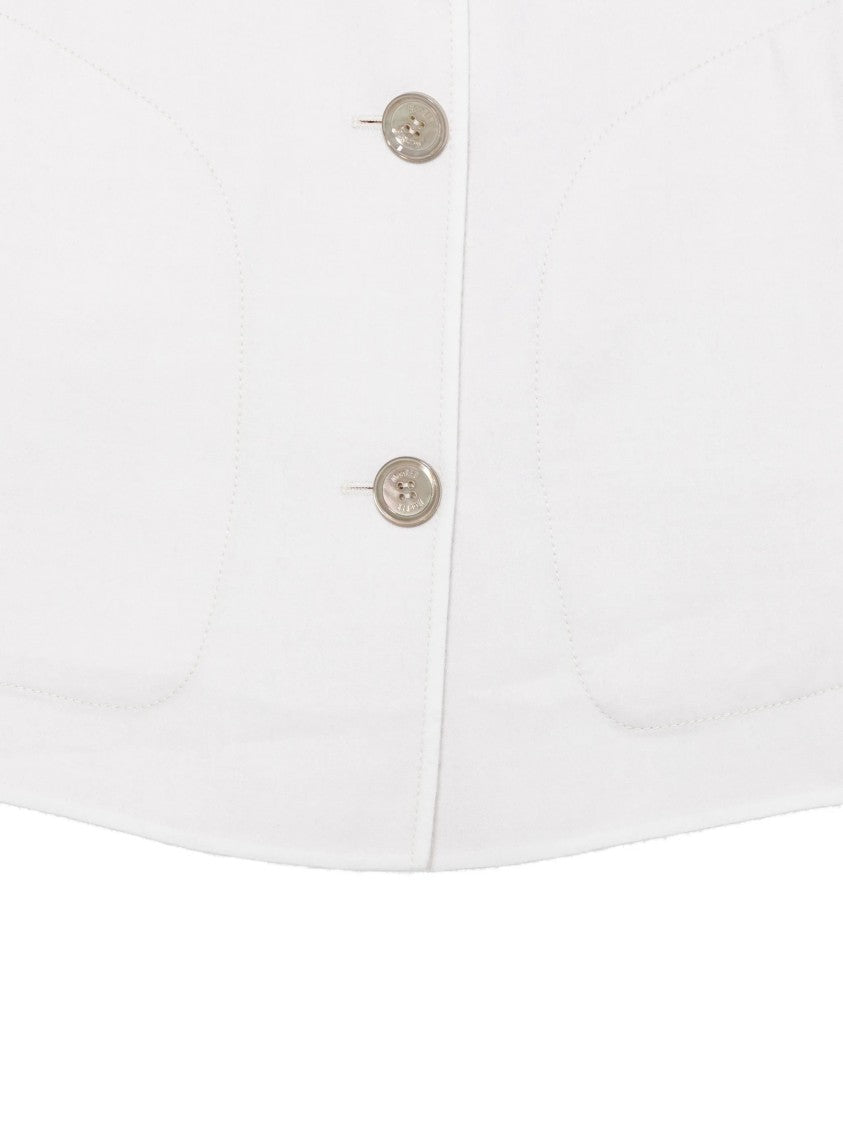 Moorer White Boxy Short Jacket With Wide Sleeves
