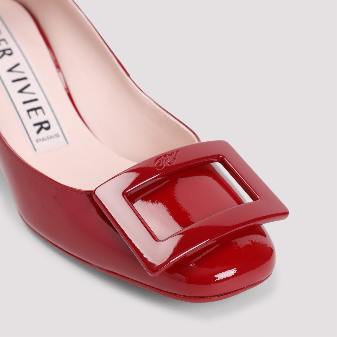 Roger Vivier Dark Ruby Leather Roundy Lacquered Ankle Strap Pumps