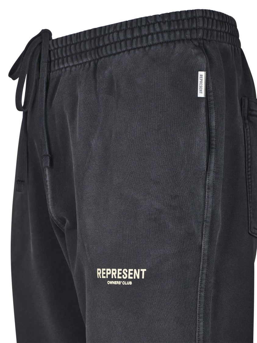 Represent Relaxed-Fit Black Sweatpants With Adjustable Drawstring And Logo Detail