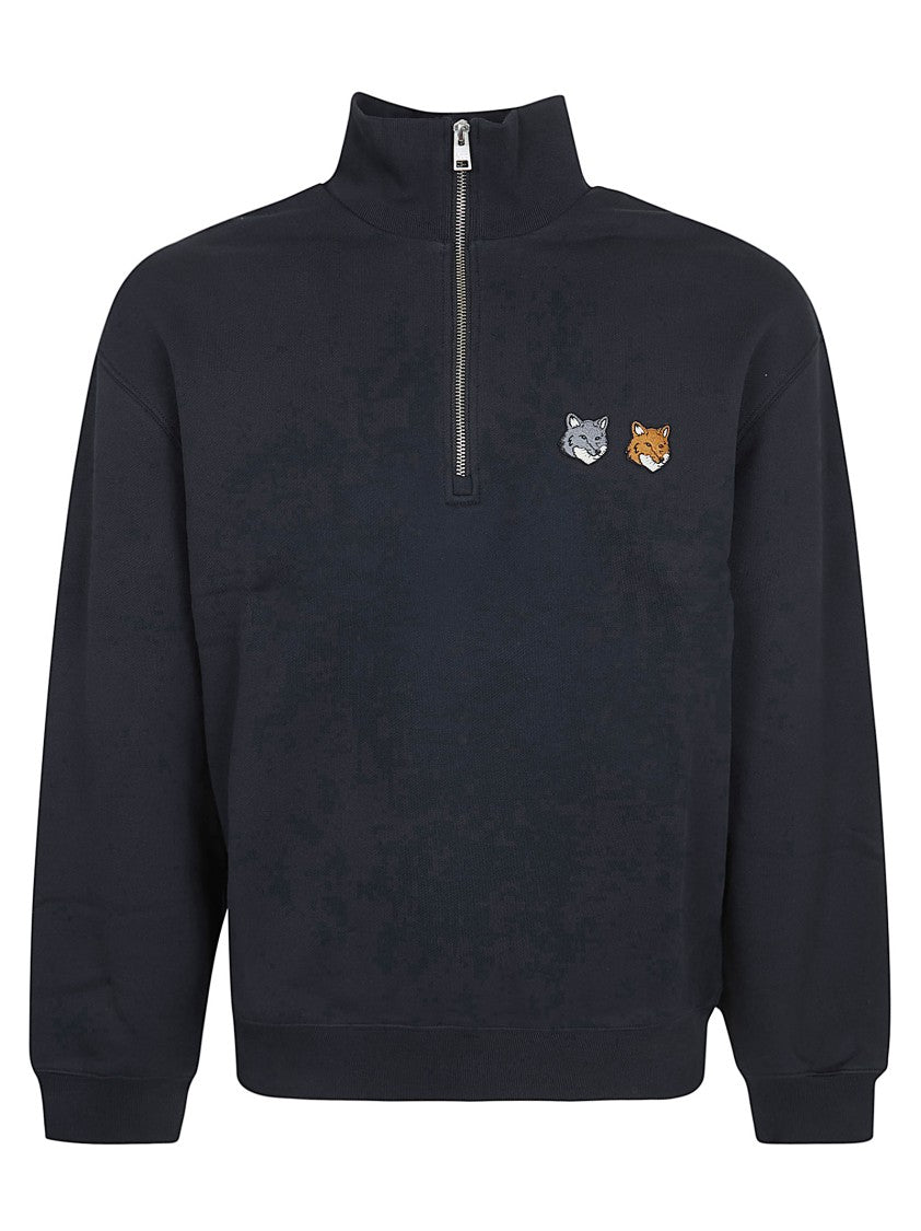 Maison Kitsuné Casual Black Half-Zip Sweatshirt