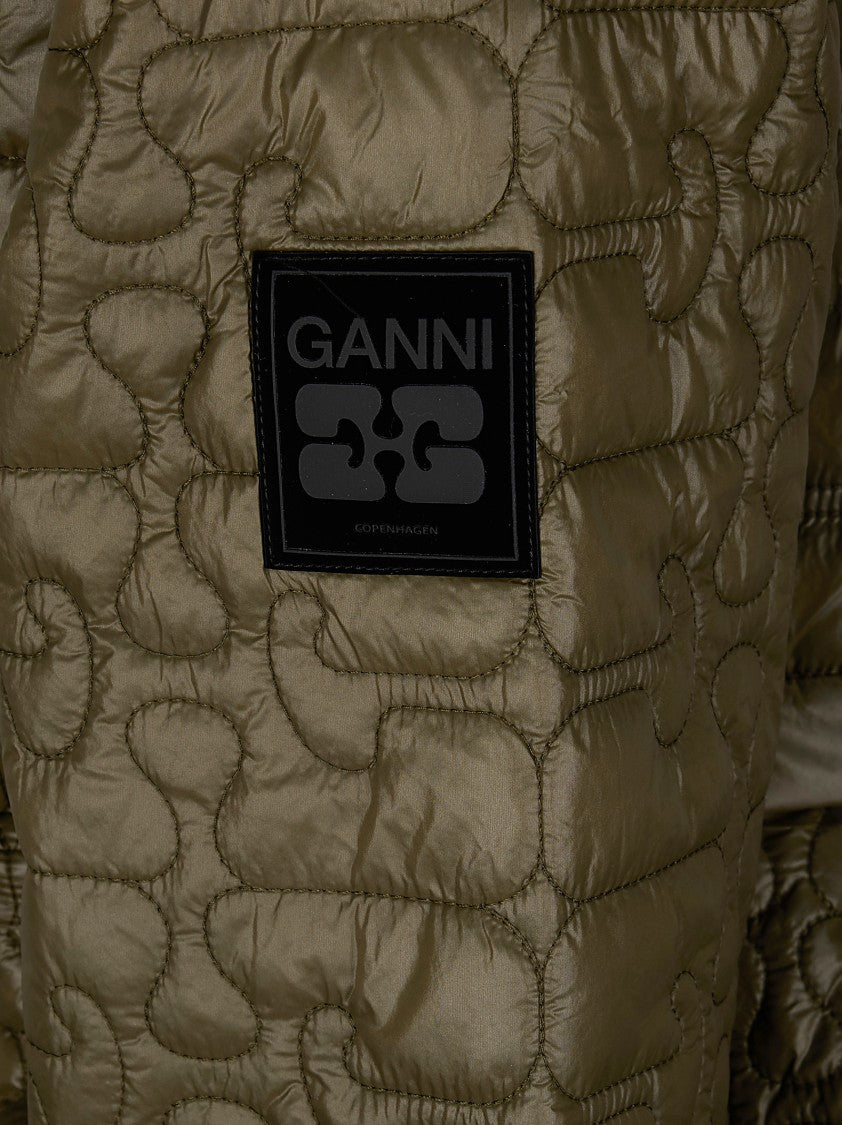 Ganni Shiny Quilt Midi Jacket