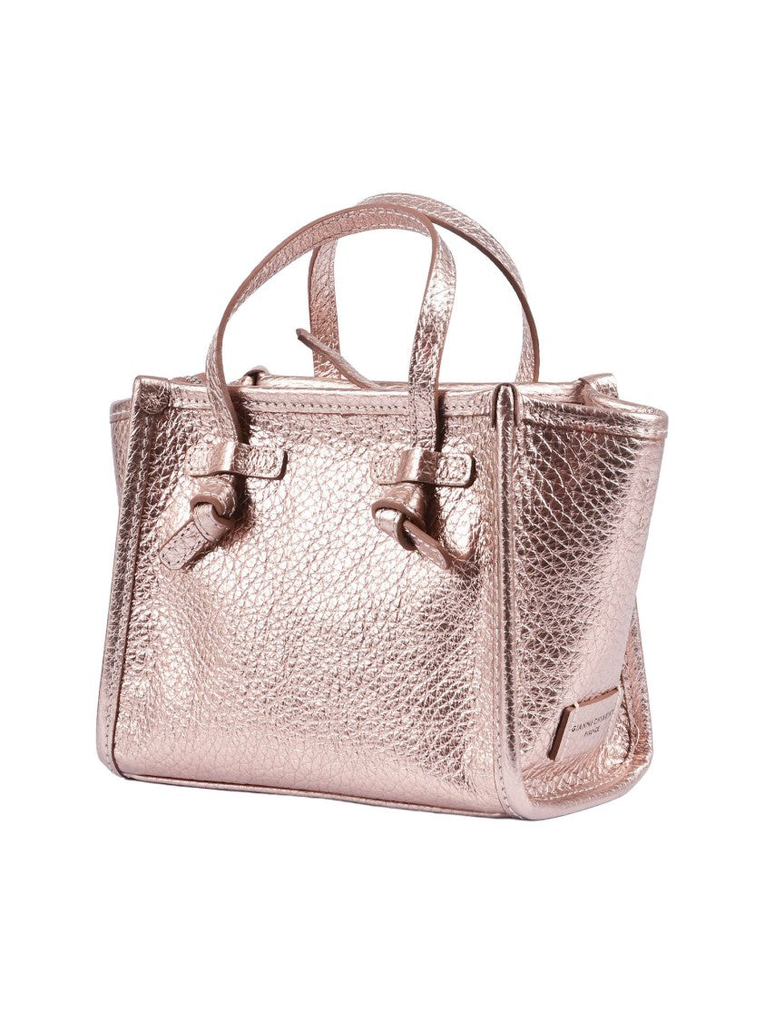 Gianni Chiarini Structured Textured Metallic Shoulder Bag