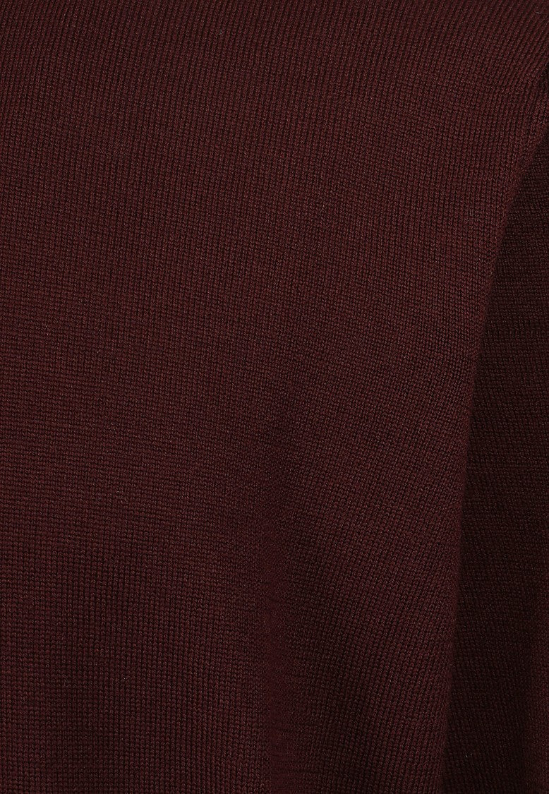 Barba Napoli Burgundy Fine-Weave Ribbed Crewneck Sweater