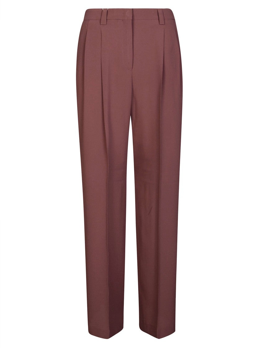 Incotex Burgundy Crepe Elodie Pleated Pants