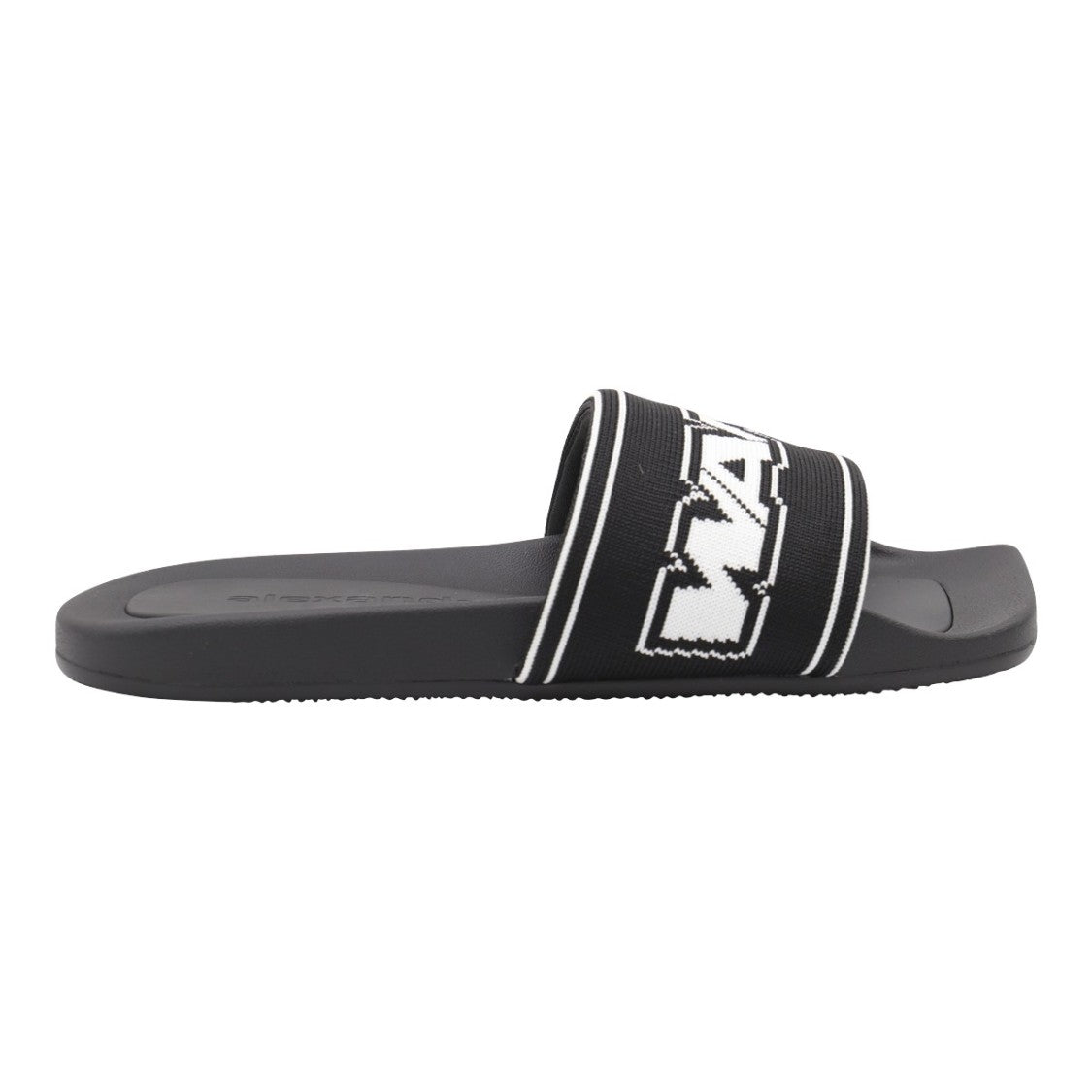 Alexander Wang Black Slide Sandals With Bold Lettering