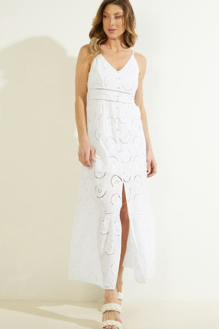 Guess White Chiffon Maxi Dress