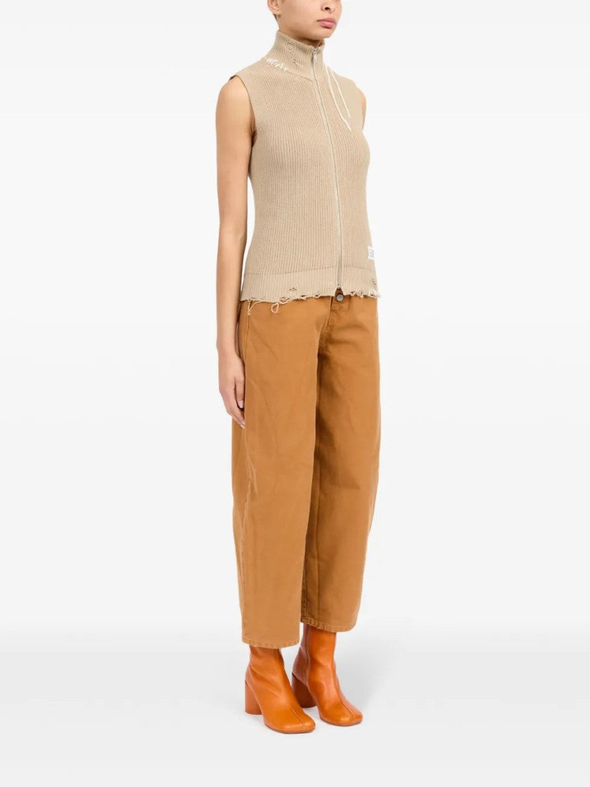 Mm6 By Maison Margiela Zip-Up Knitted Top