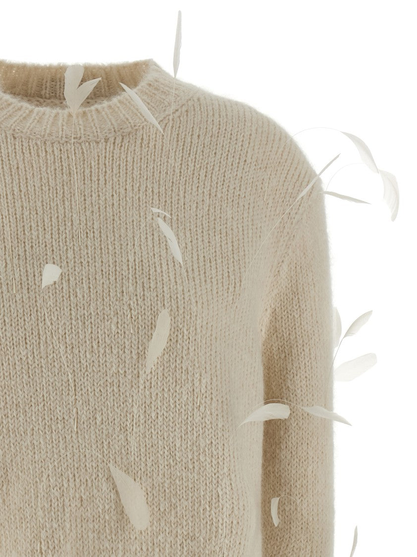 Jil Sander Alpaca And Wool Sweater With Tone-On-Tone Feather Application