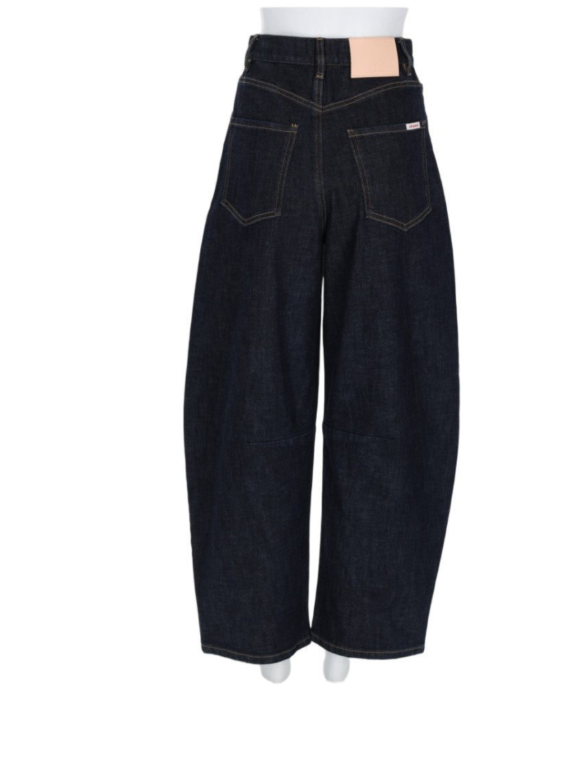 Self-Portrait Blue Cropped Five-Pocket Wide-Leg Jeans