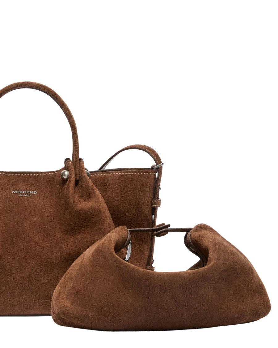Max Mara Chocolate Kario Soft Calf Leather Shoulder Bag