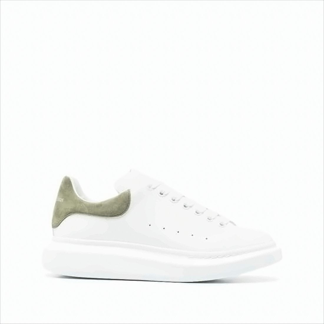Alexander Mcqueen Oversized White Leather Sneakers With Suede Heel Tab