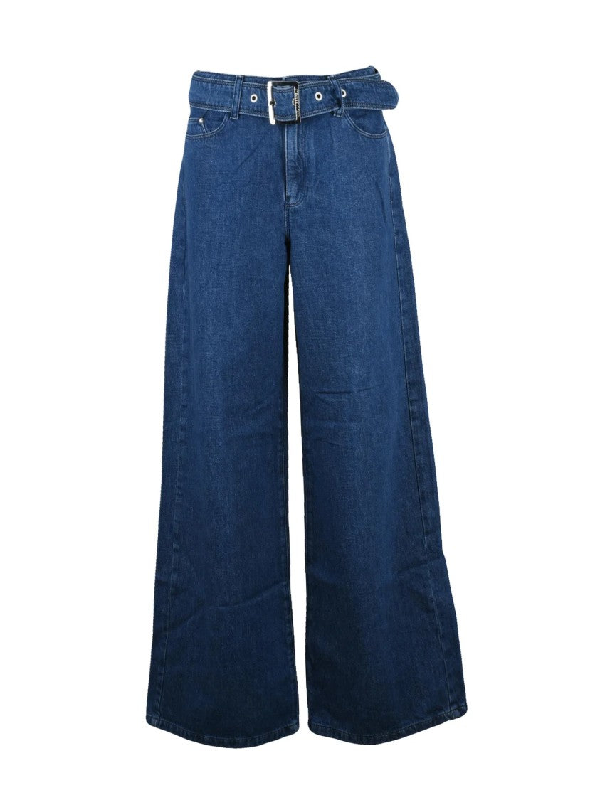 Karl Lagerfeld Palazzo Jeans With Belt Detail And Structured Fit