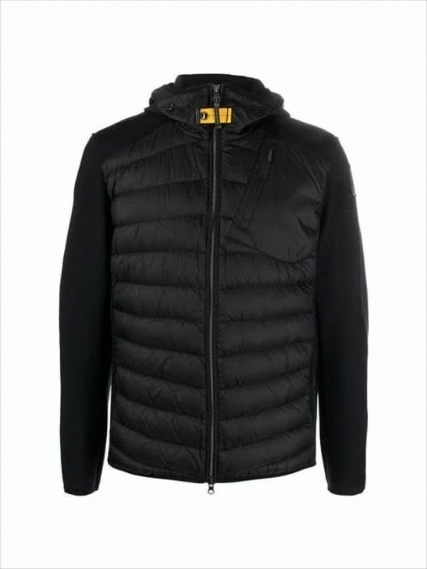 Parajumpers Quilted Black Insulated Jacket With Textured Sleeves