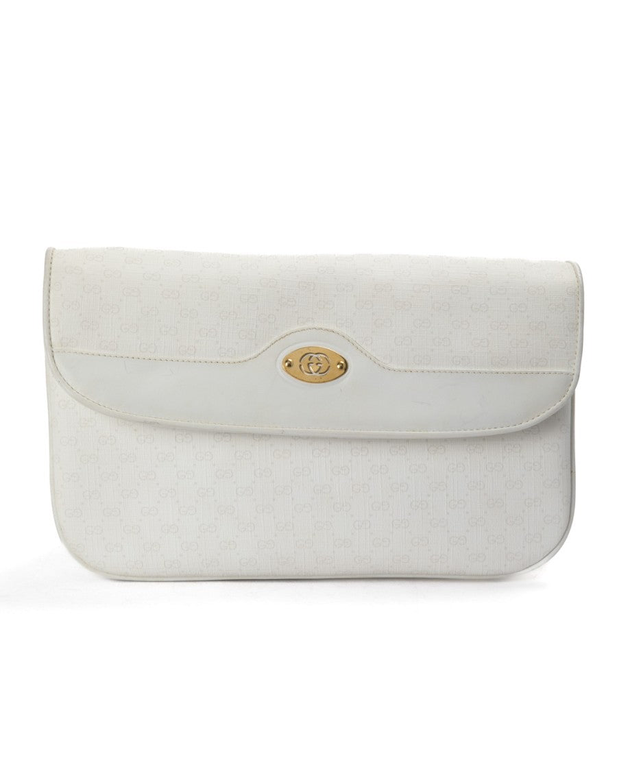 Gucci Vintage Micro Gg Canvas Shoulder Bag With Leather Accents