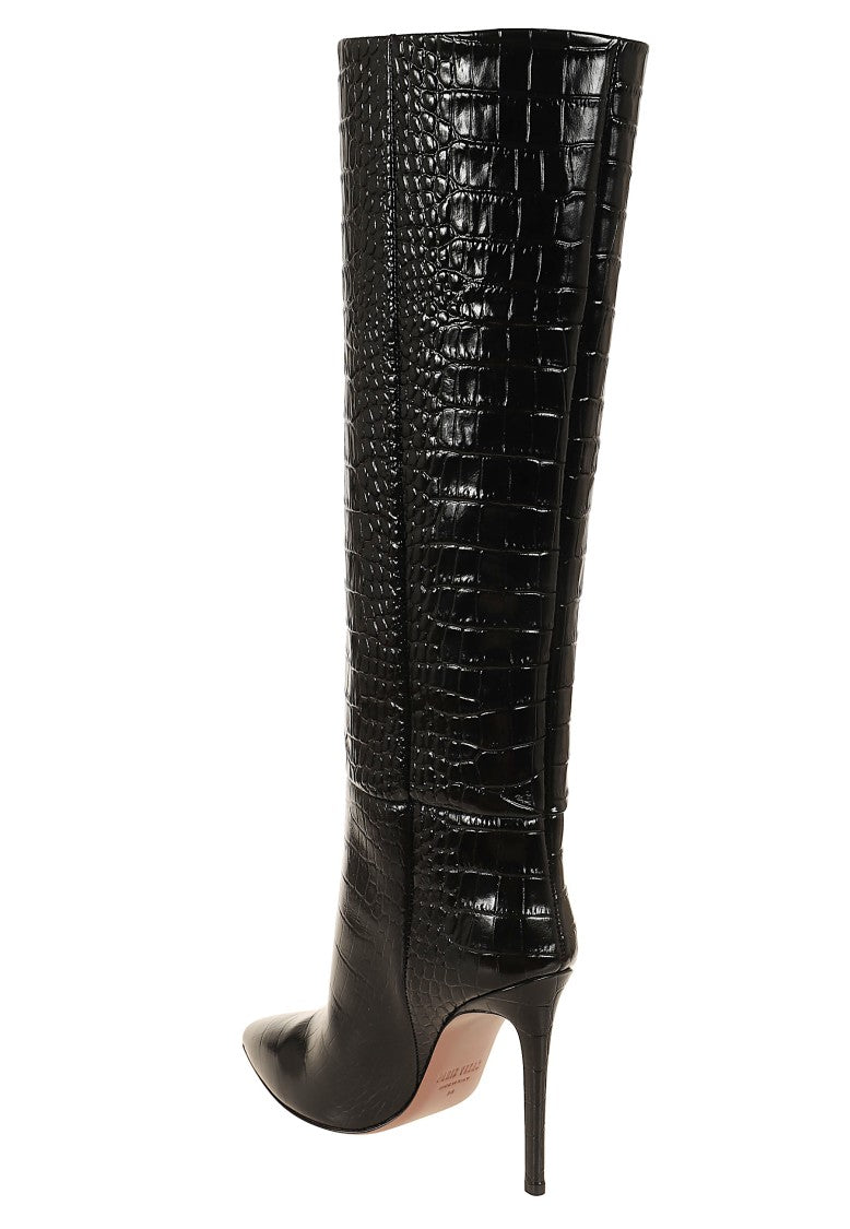 Paris Texas Crocodile-Effect Leather Pointed-Toe Stiletto Boots