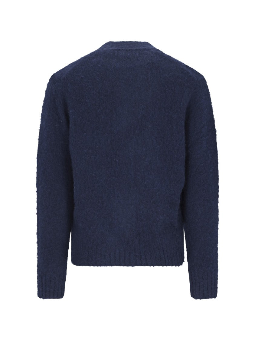 Aspesi Blue V-Neck Wool Cardigan