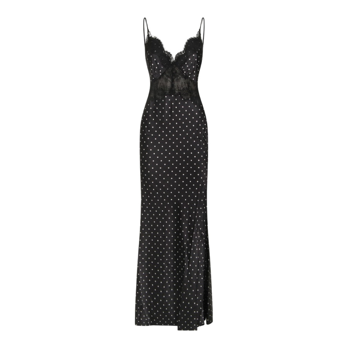 Self-Portrait Long Black Dress With Polka Dot Pattern