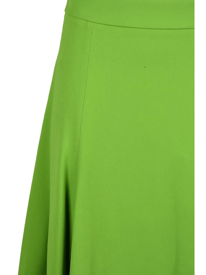 Dolce & Gabbana Apple Green Flared Skirt With Lace Trim And Structured Waistband