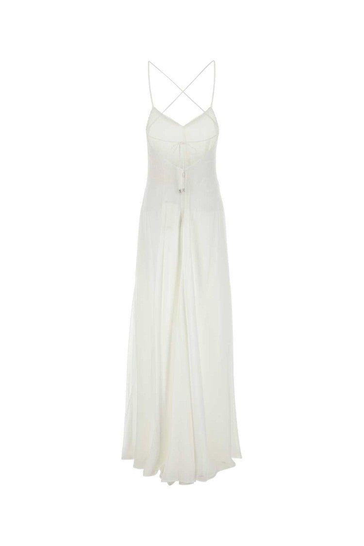 Max Mara White Georgette Calmi Long Dress