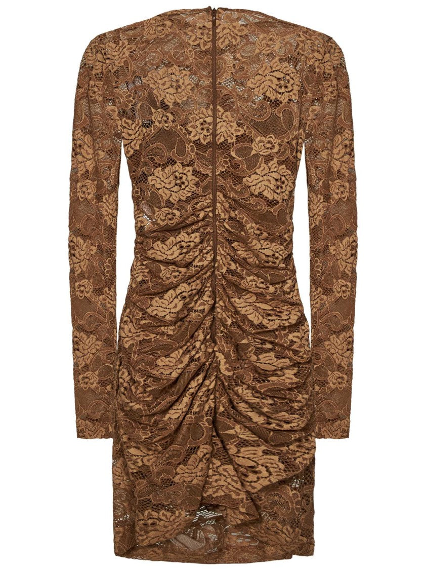 Dolce & Gabbana Floral Lace Beige Dress