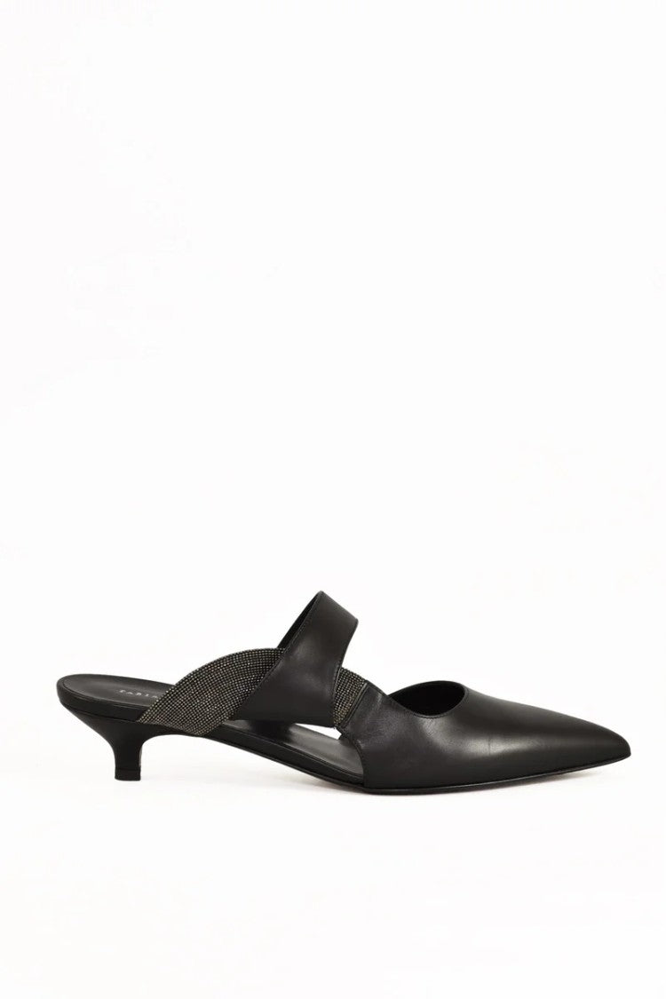 Fabiana Filippi Leather Mule Heel 5Cm - Black
