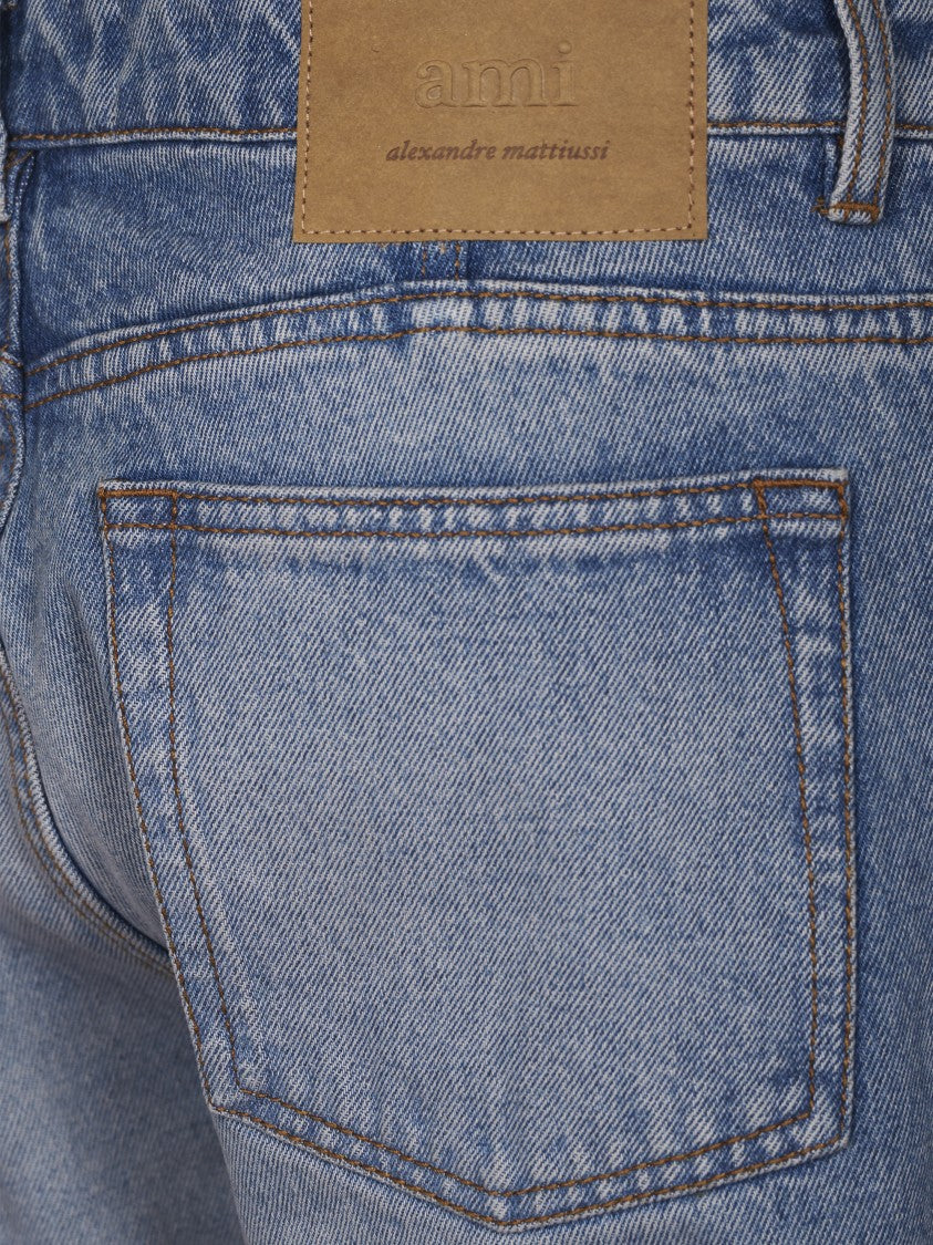 Ami Classic Fit Straight Leg Jeans With Five-Pocket Design