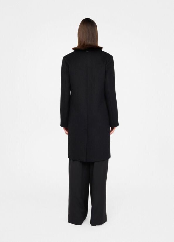 Liu Jo Tailored Black Wool Coat With Notch Lapel
