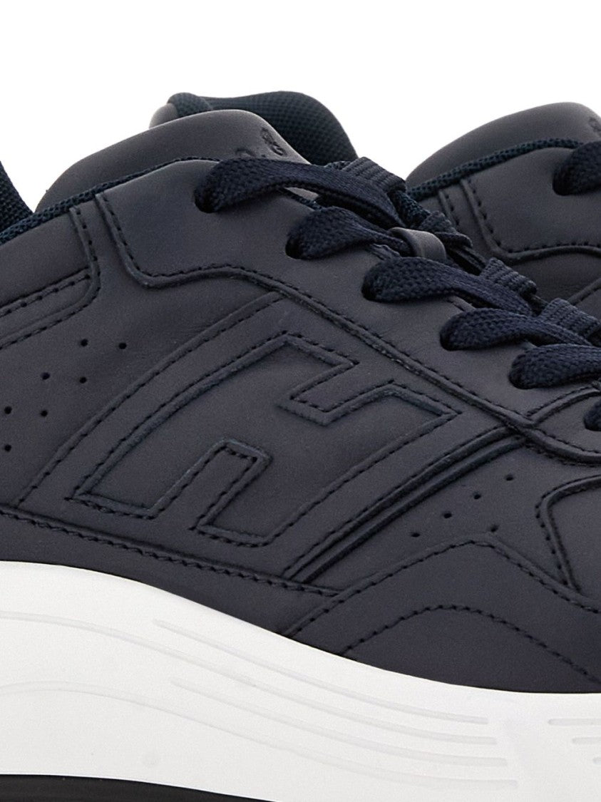 Hogan Lace-Up Black Sneakers With Padded Ankle Support