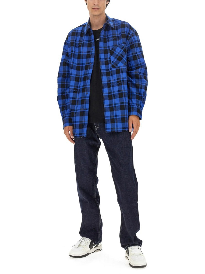 Off-White Check Print Oversized Shirt