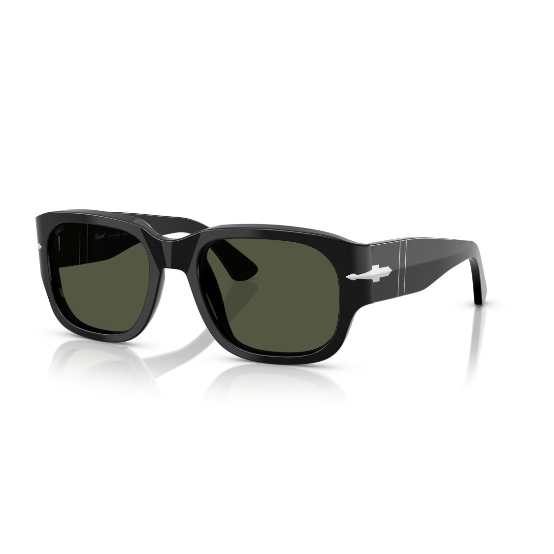 Persol 0Po3380s Rectangular Black Acetate Sunglasses With Silver Arrow Detail