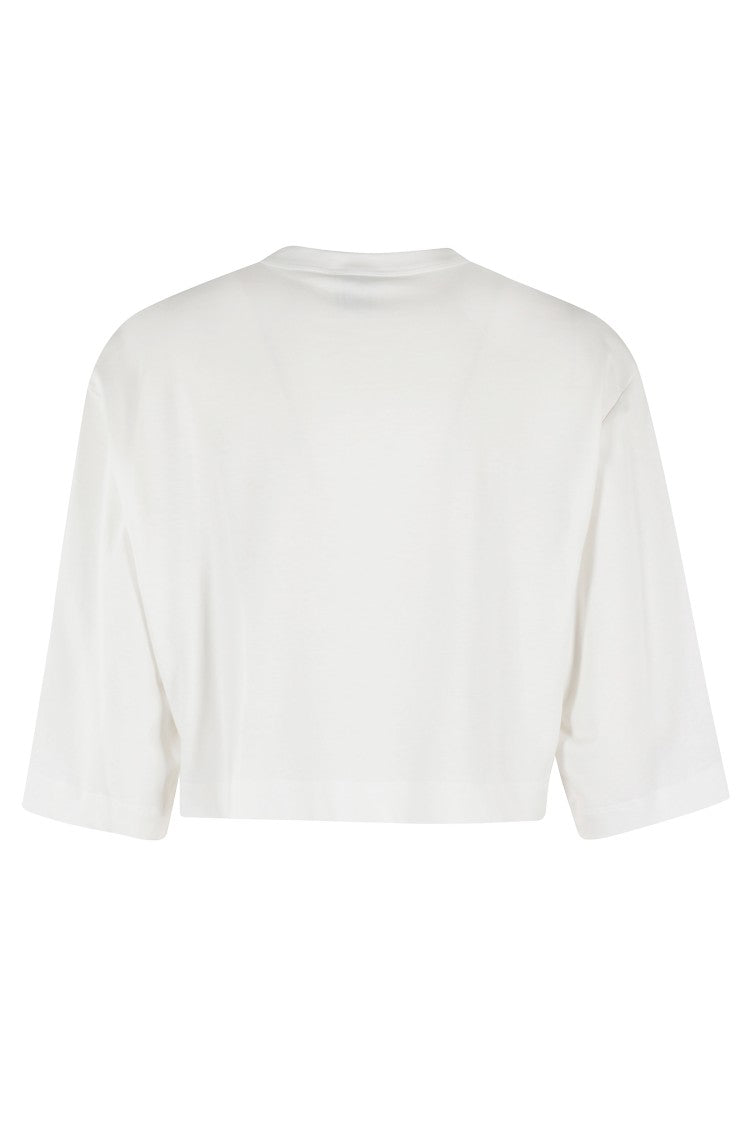 Alysi Cropped Cotton T-Shirt With Subtle Embroidery