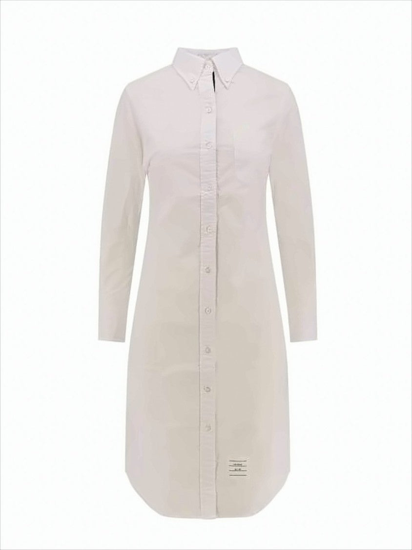 Thom Browne Classic Cotton Midi Dress With Button-Down Front
