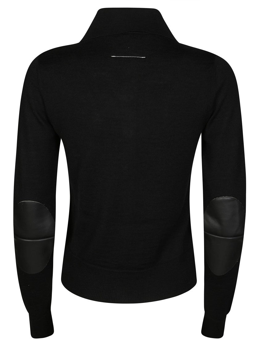 Mm6 By Maison Margiela Classic Black Cardigan With Button-Down Front