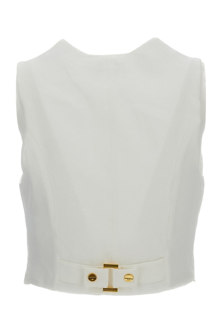 Elisabetta Franchi White Linen Blend Vest