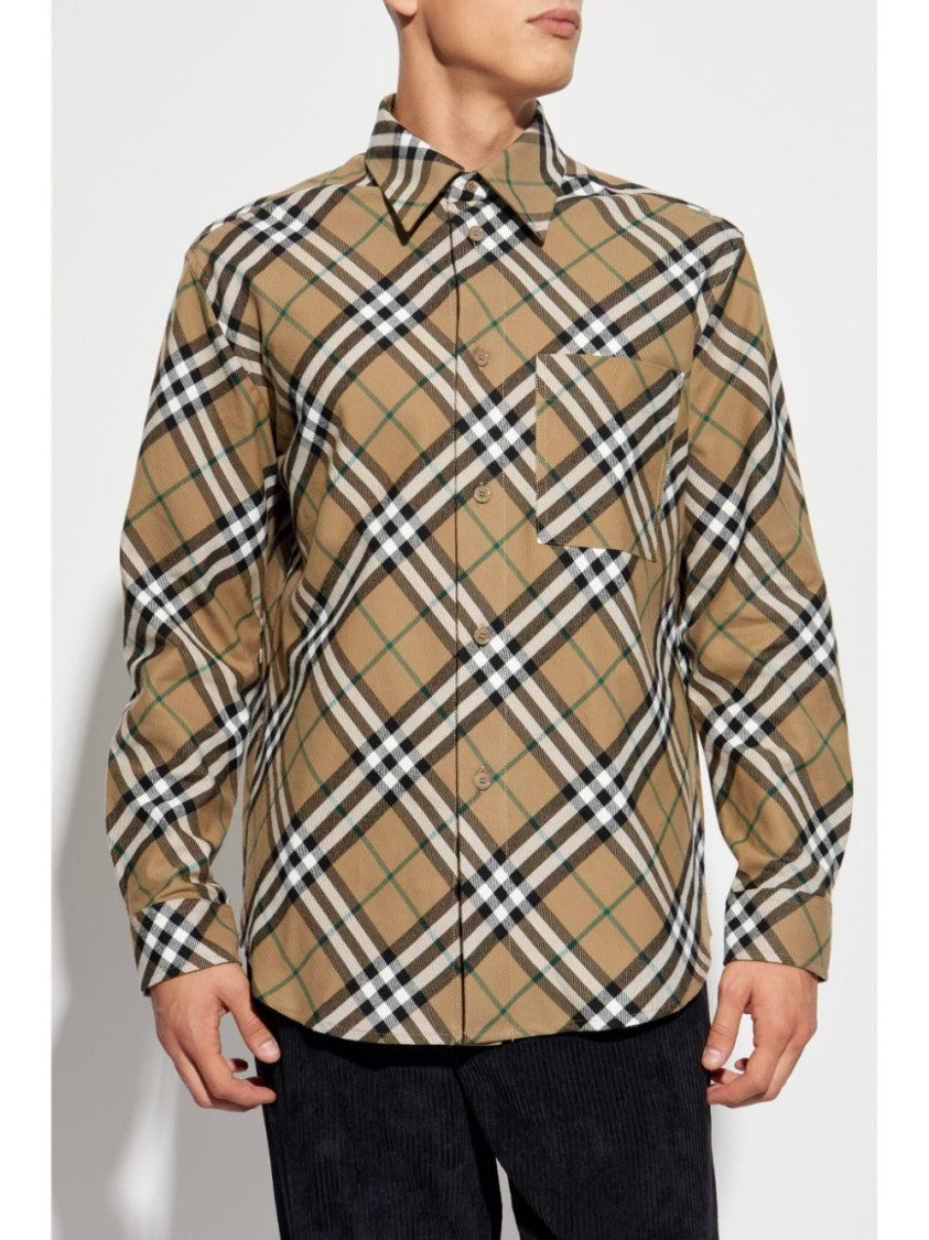 Burberry Linden Beige Cotton Check Print Shirt