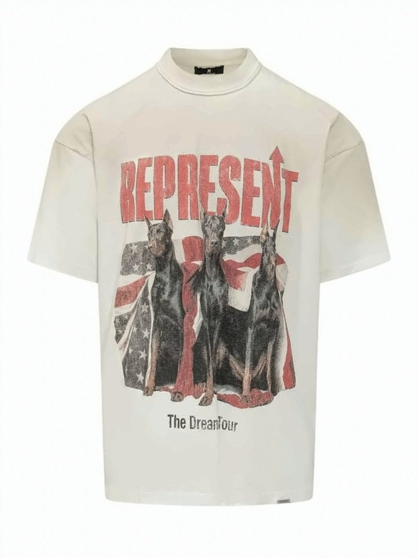 Represent White Dog Print Organic Cotton T-Shirt