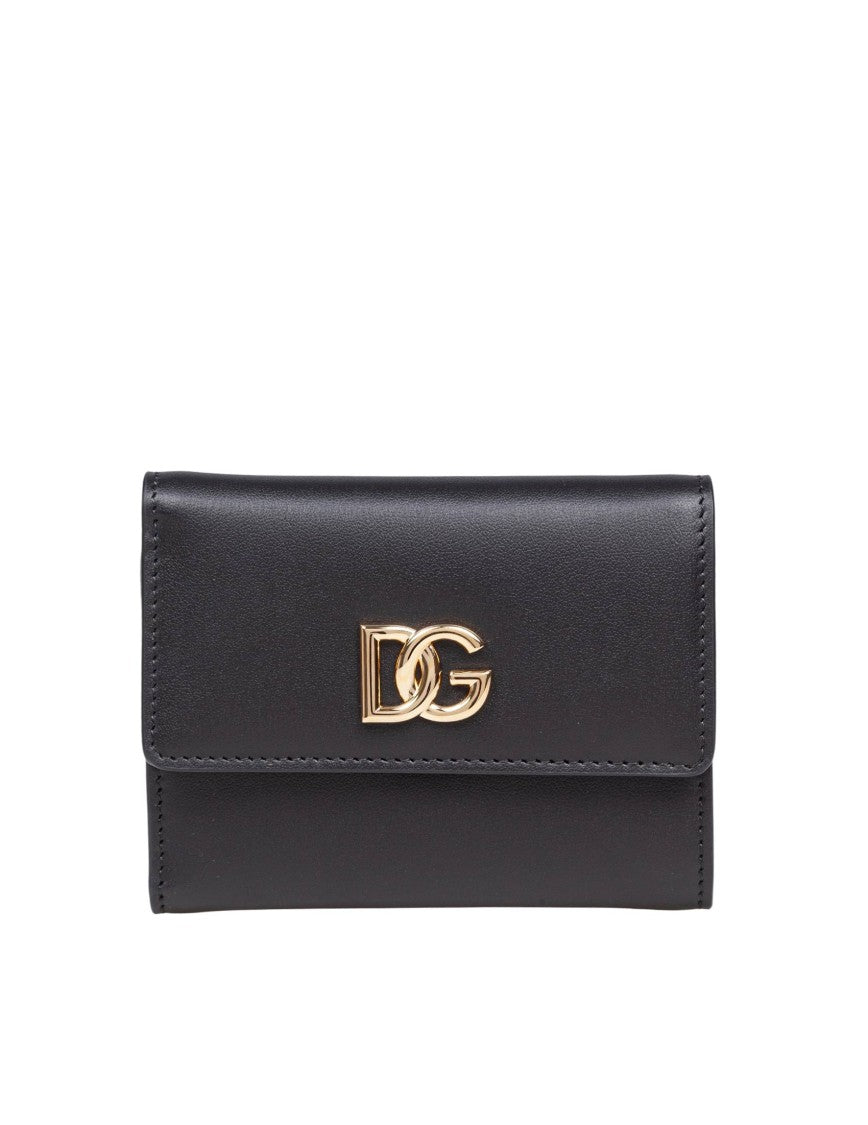 Dolce & Gabbana Black Leather Wallet With Metal Dg Logo