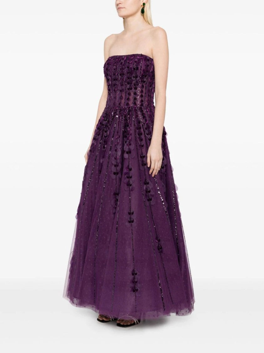 Saiid Kobeisy Beaded Tulle Dress With Velvet Hearts