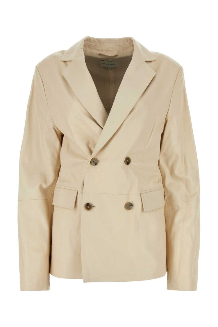 Loulou Studio Ivory Leather Davao Blazer