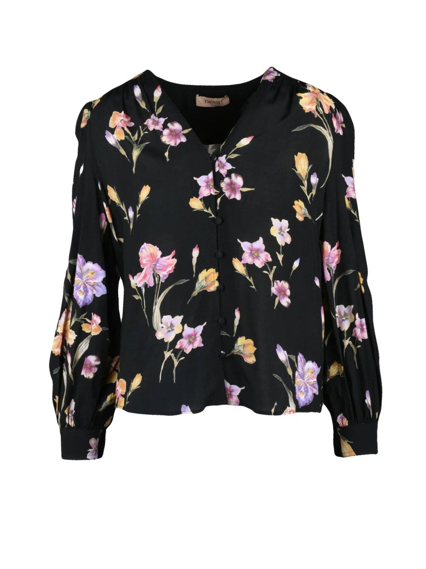 Twin-Set Black Viscose Voile Blouse